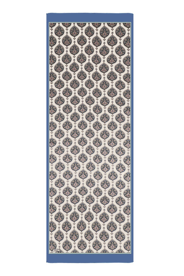 Indigo Hatai Pattern Silk Foulard - 4