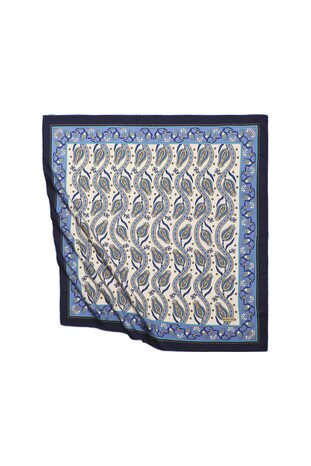Indigo Ivy Tulip Pattern Silky Square Scarf 