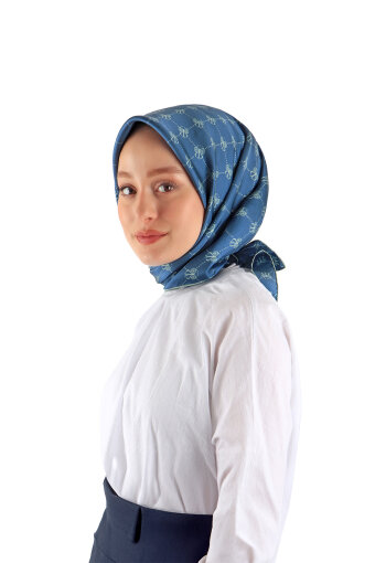 İndigo Kelebek Monogram Twill İpek Eşarp 