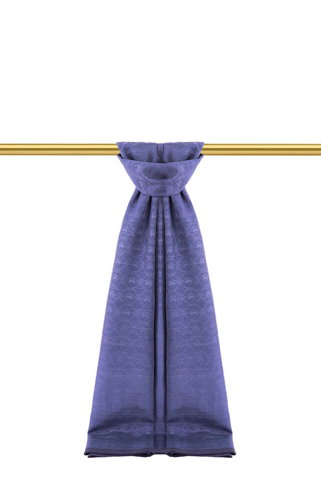 Indigo Monogram Pattern Silk Cotton Scarf - 2