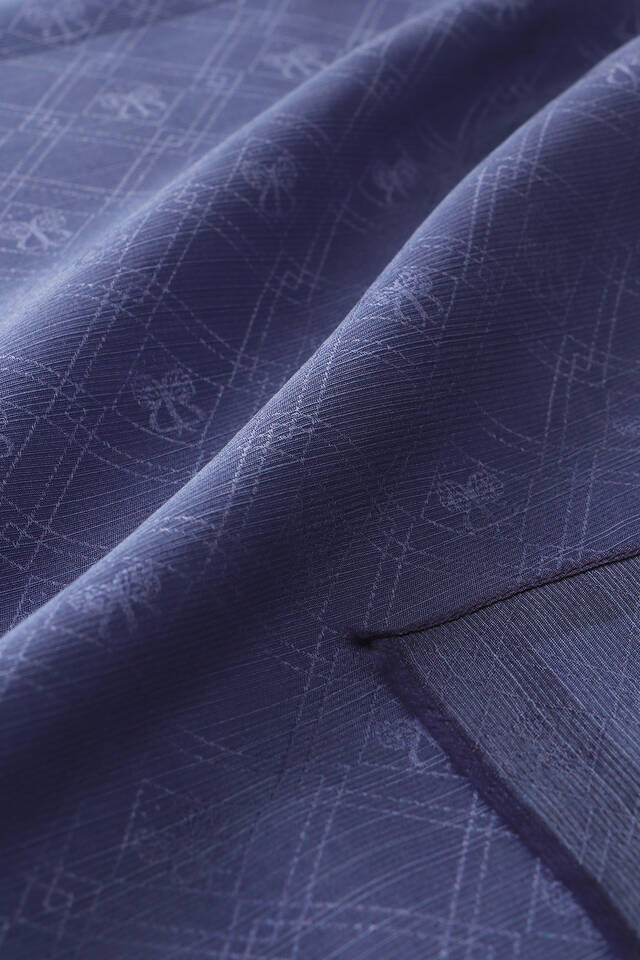 Indigo Monogram Pattern Silk Cotton Scarf - 4