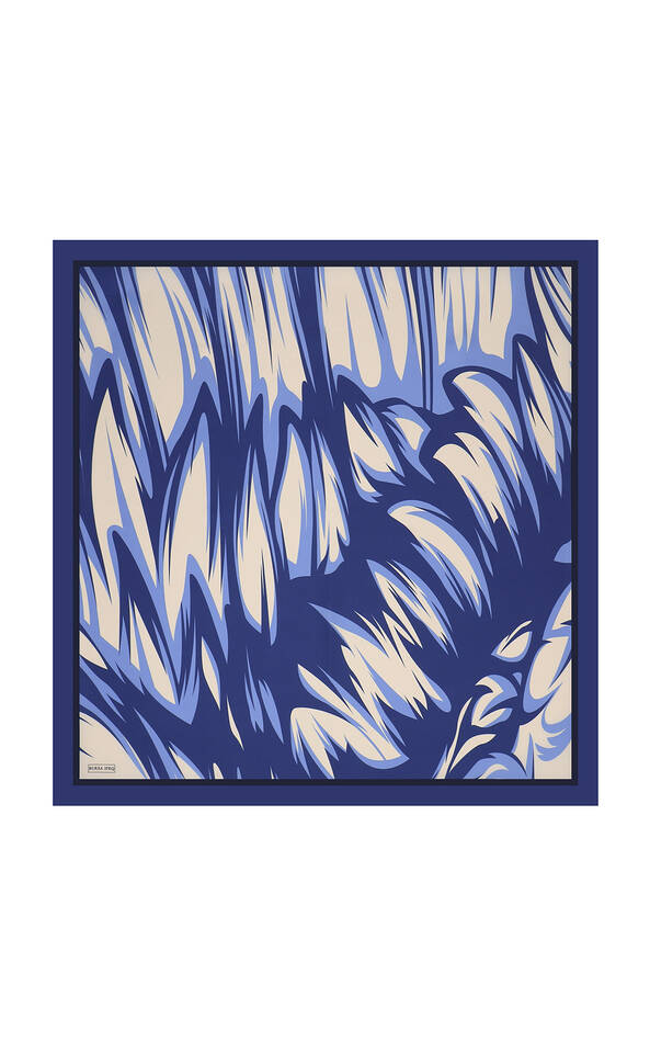 Indigo Nilsu Pattern Twill Silk Square Scarf - 2