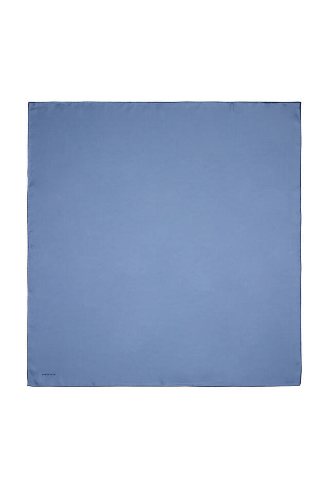 Indigo Plain Twill Silk Square Scarf - 1