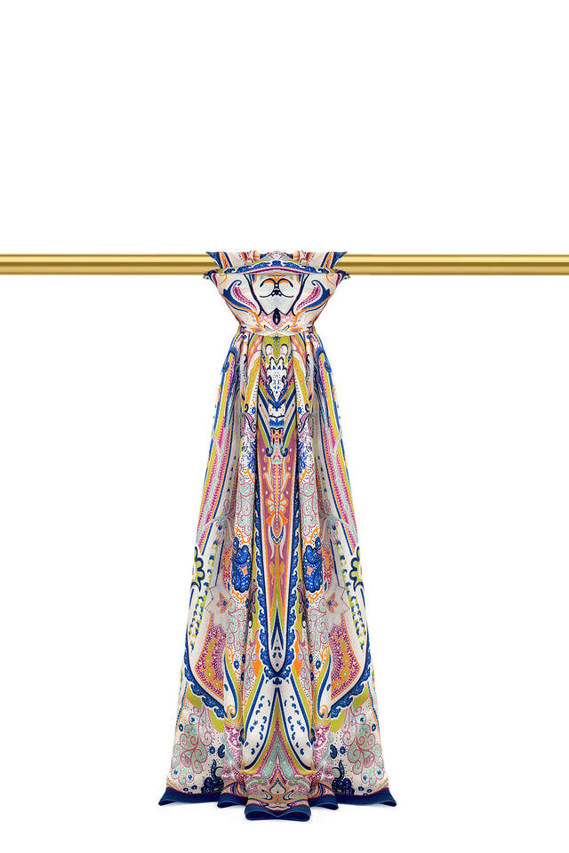 Indigo Sahara Pattern Silk Scarf - 1