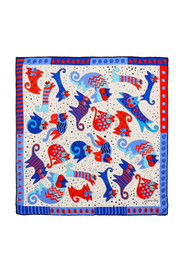 Indigo Sax Patterned Silky Pocket Square 