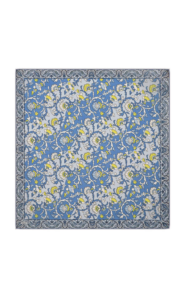 Indigo Shawl Pattern Voile Silk Square Scarf - 2