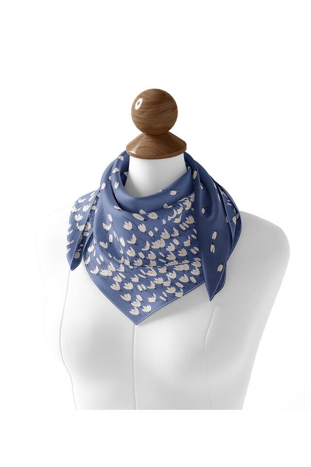 Indigo Snowdrop Sura Silk Square Scarf - 3