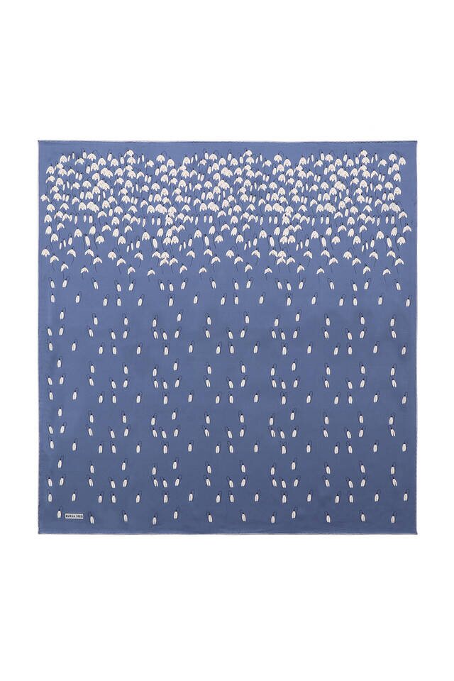Indigo Snowdrop Sura Silk Square Scarf - 2