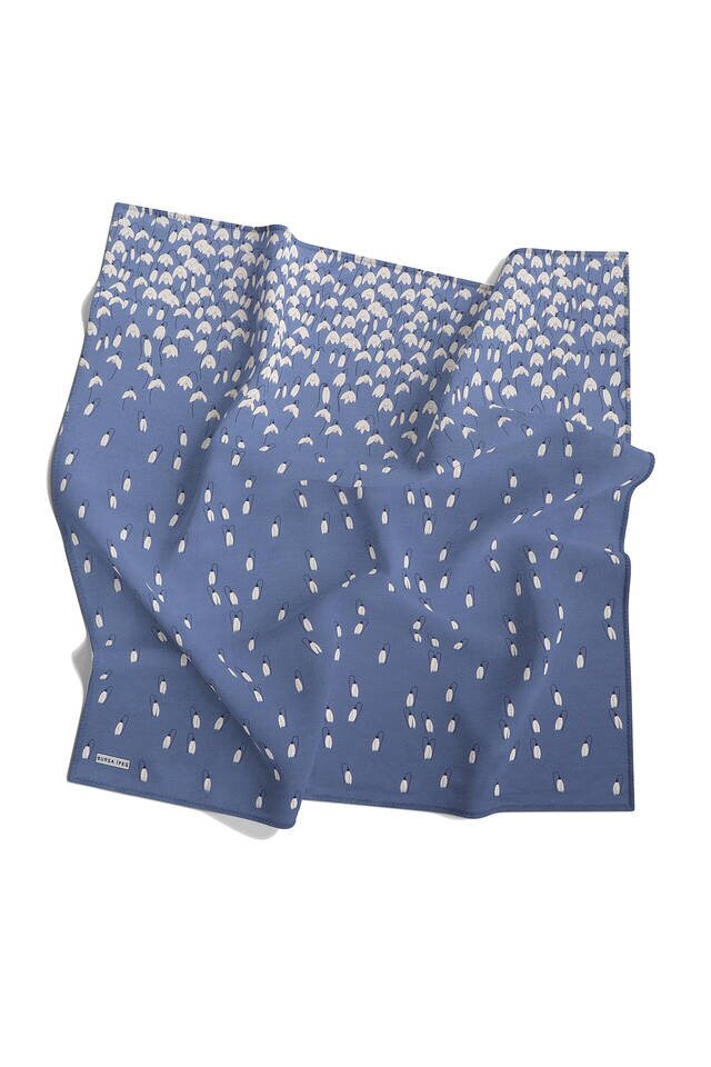 Indigo Snowdrop Sura Silk Square Scarf - 4