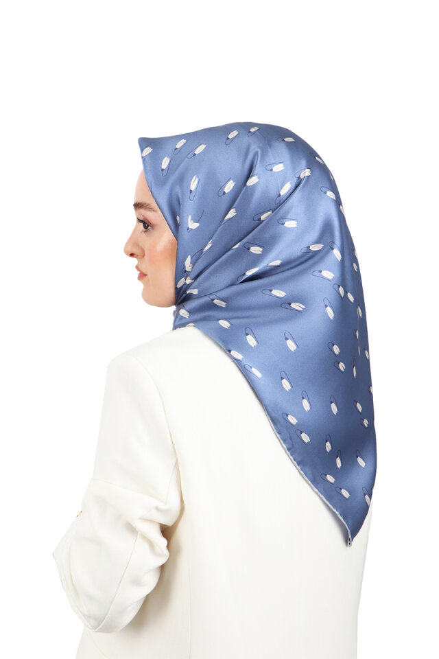 Indigo Snowdrop Sura Silk Square Scarf 