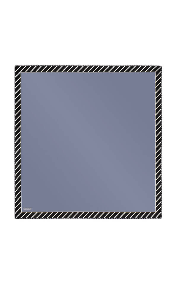 Indigo Stripe Pattern Twill Silk Square Scarf - 2