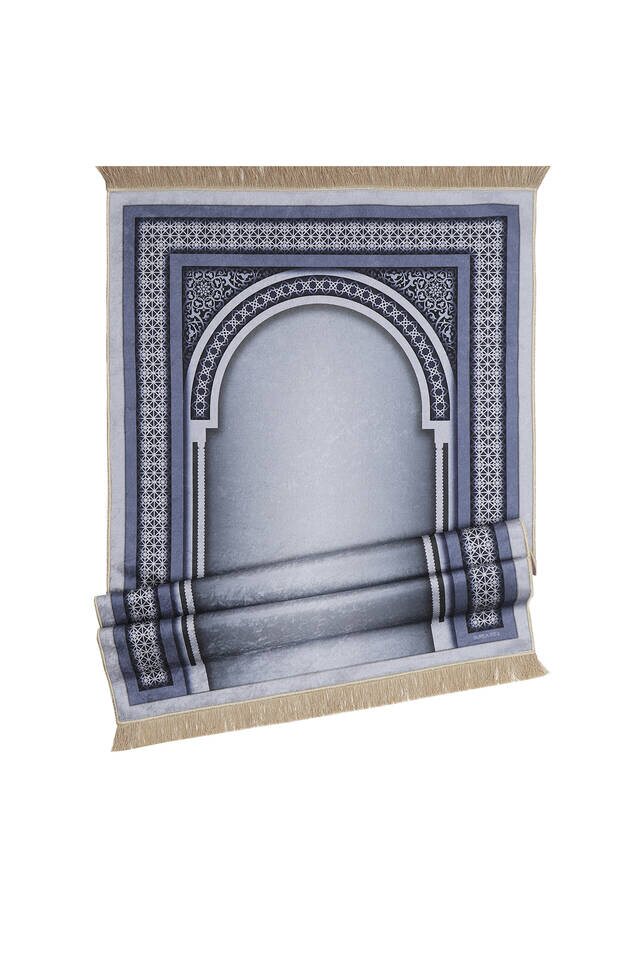 Indigo Velvet Carpet Prayer Rug - 4