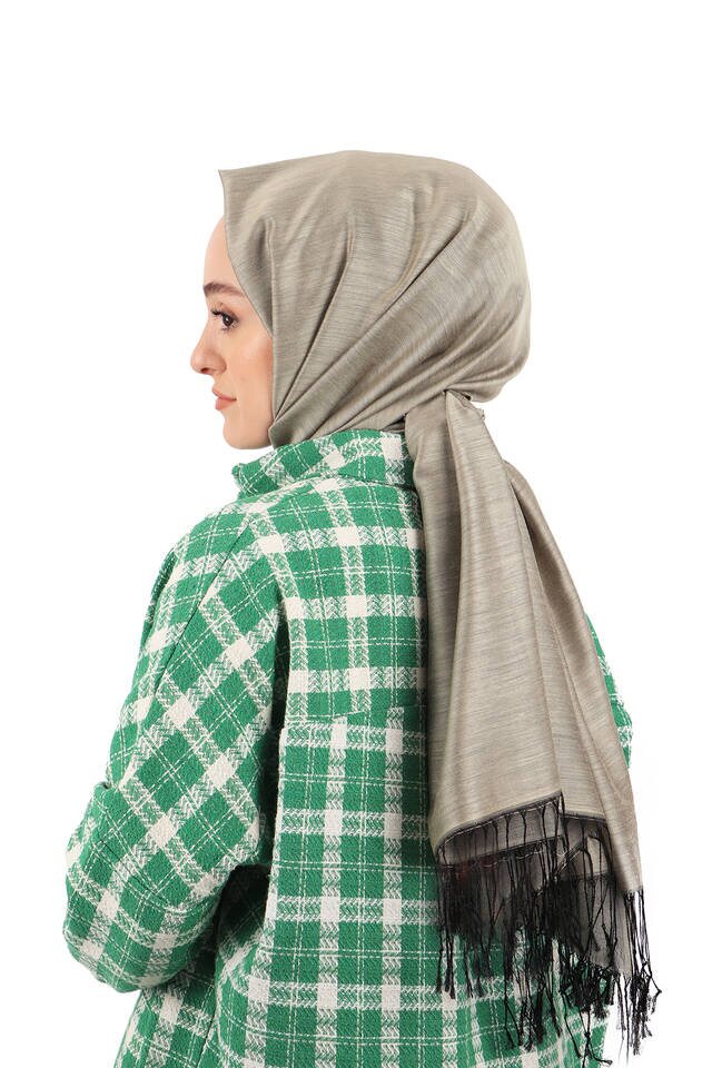 Siyah Taş İpek Görünümlü Şal - Bursa İpek