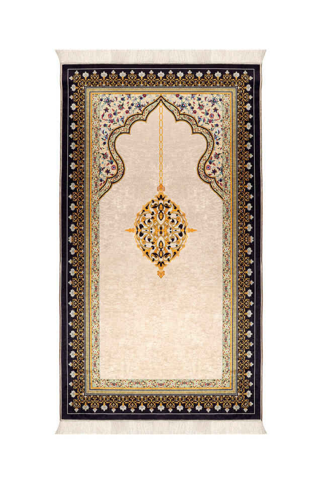 Bej Kadife Halı Seccade - 1