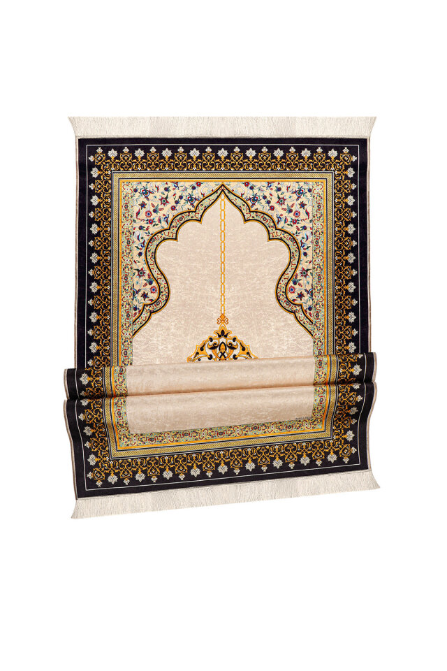 Bej Kadife Halı Seccade - 4