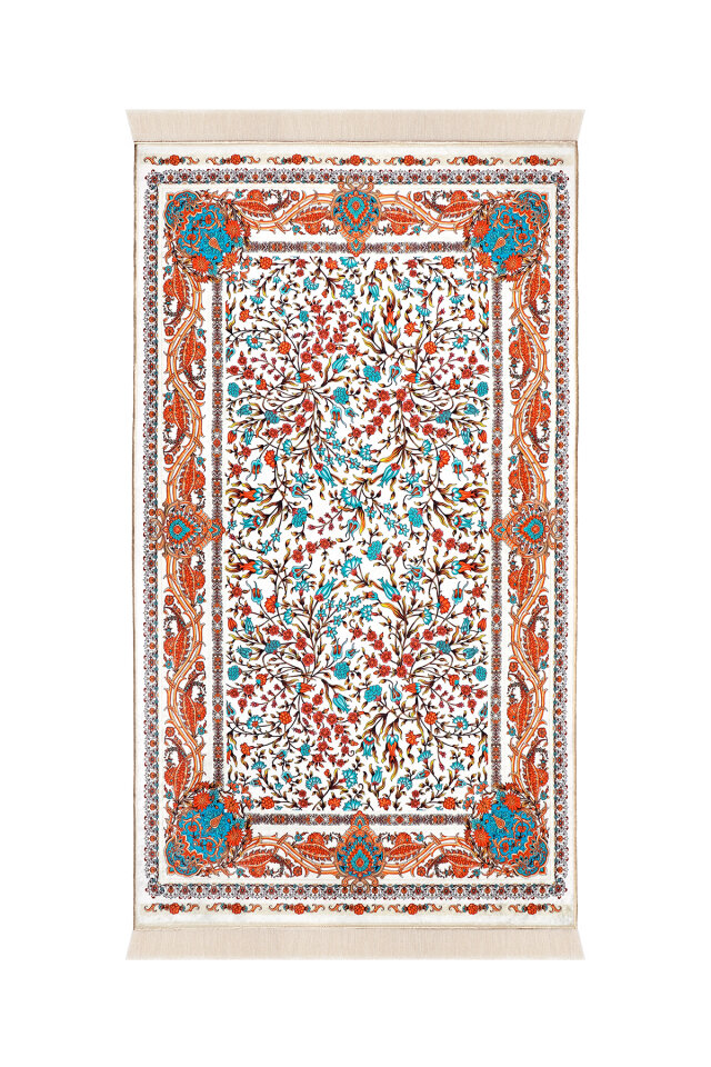 Beyaz Kadife Halı Seccade - 1