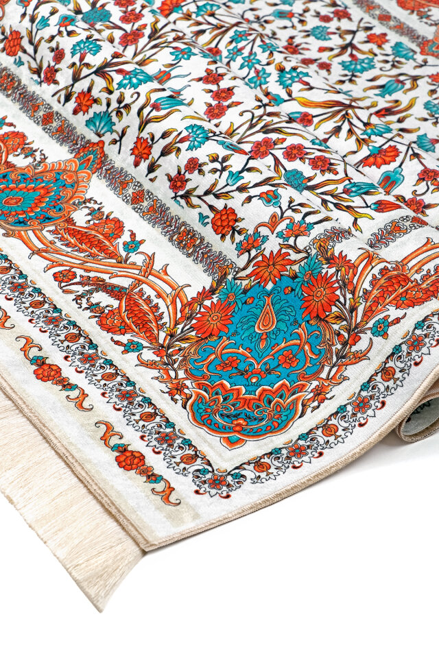 Beyaz Kadife Halı Seccade - 3