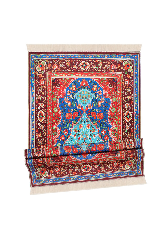 Bordo Kadife Halı Seccade - 4