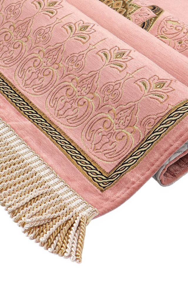 Pembe Mandala Desen Kabartmalı Özel Dokuma Seccade - 3
