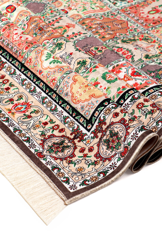 Kahverengi Kadife Halı Seccade - 3