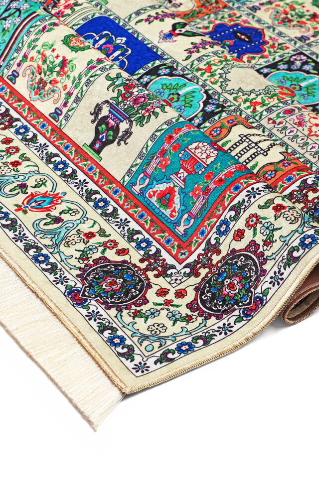Krem Kadife Halı Seccade - 3