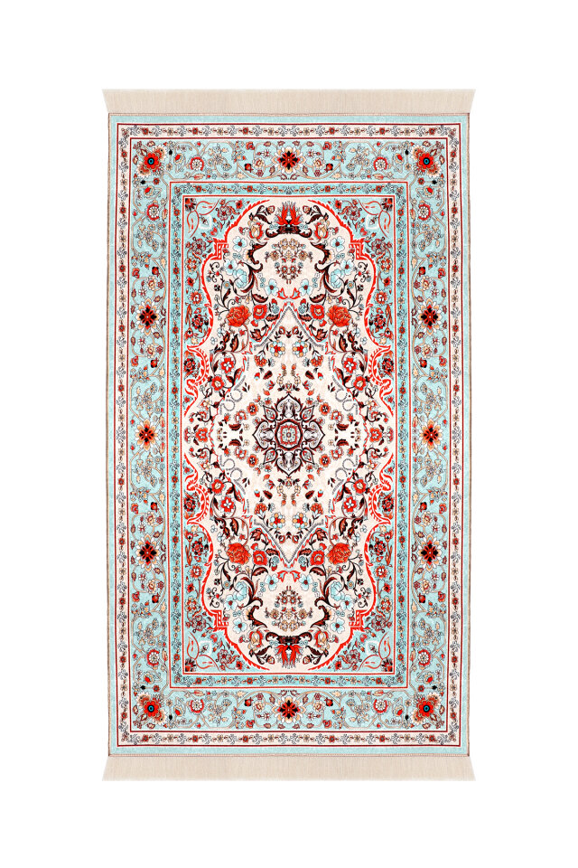 Krem Kadife Halı Seccade - Bursa İpek