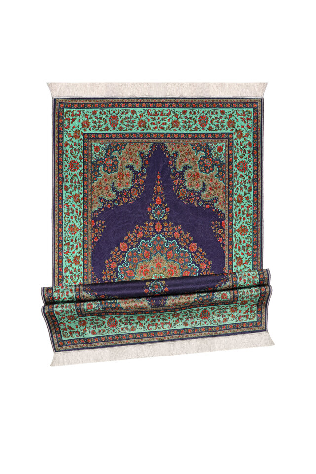 Lacivert Kadife Halı Seccade - 4