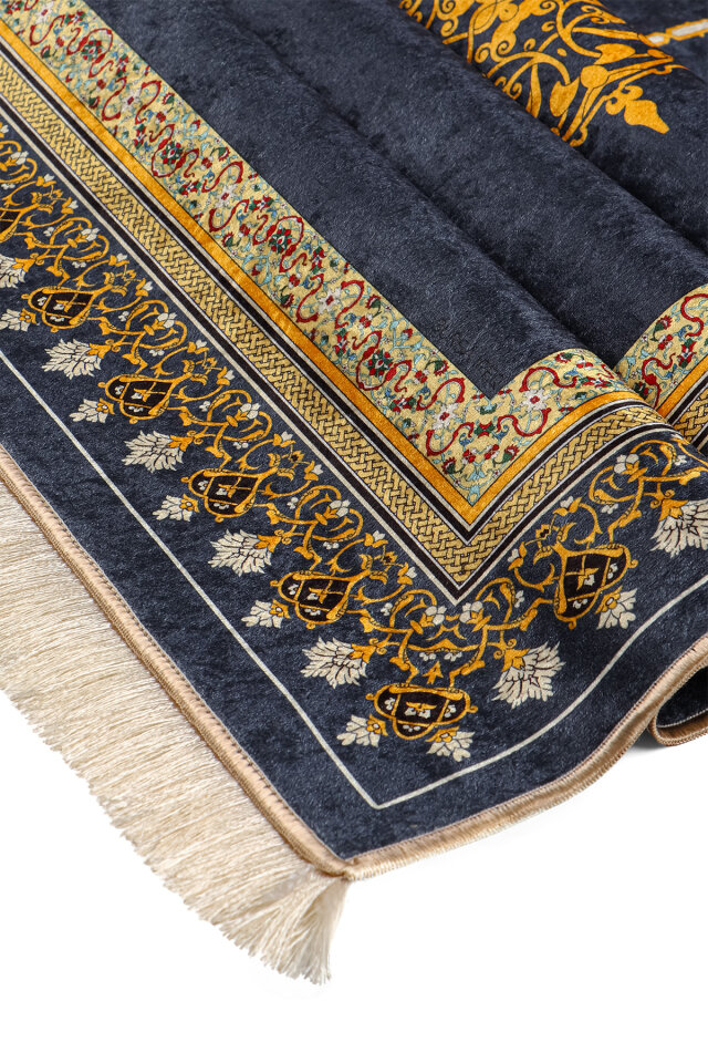 Lacivert Kadife Halı Seccade - 3