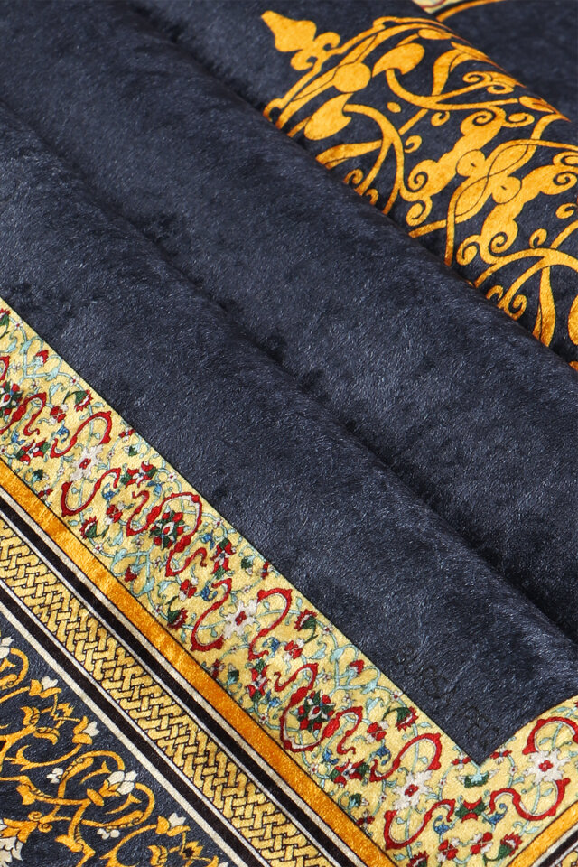 Lacivert Kadife Halı Seccade - 2