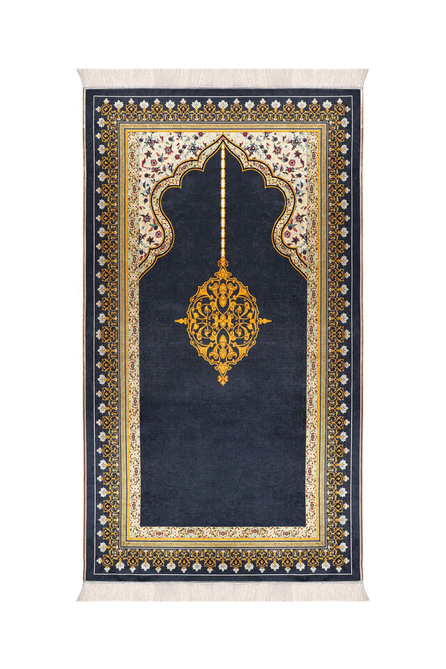 Lacivert Kadife Halı Seccade 