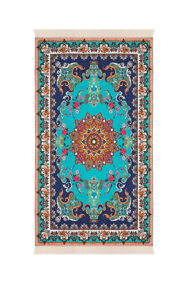 Lacivert Kadife Halı Seccade - 1