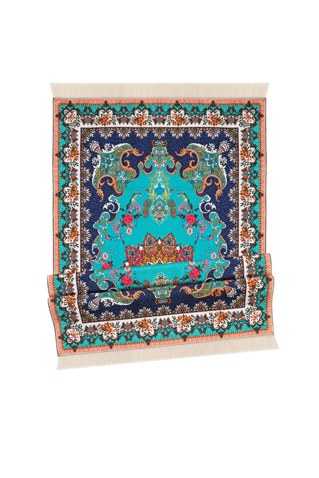 Lacivert Kadife Halı Seccade - 4