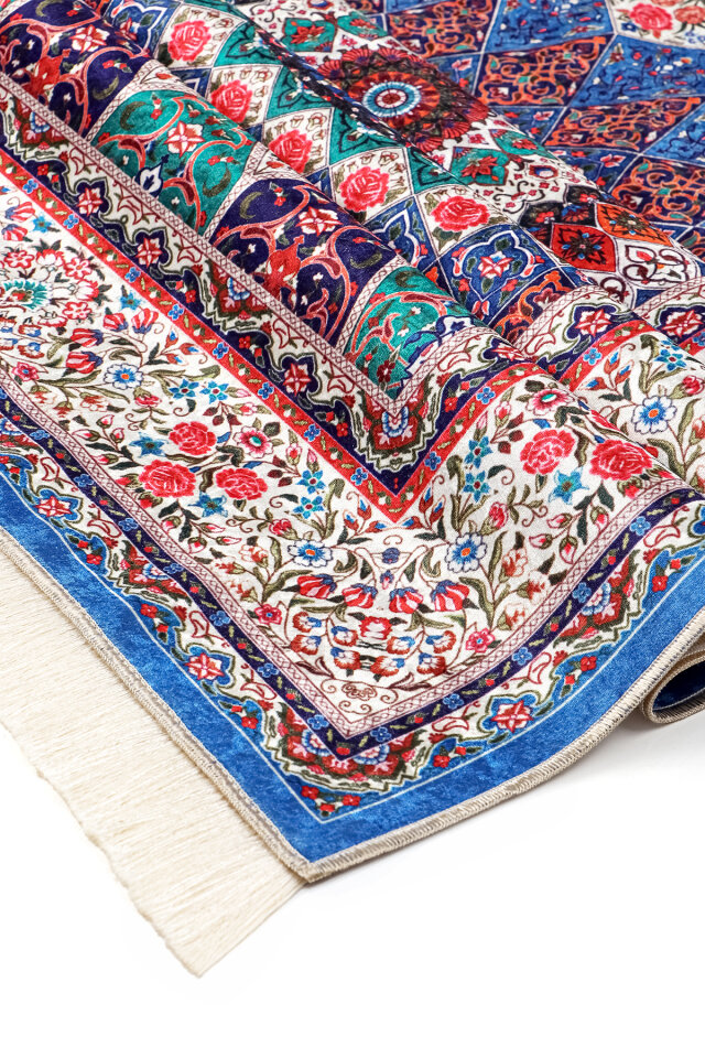 Mavi Kadife Halı Seccade - 3