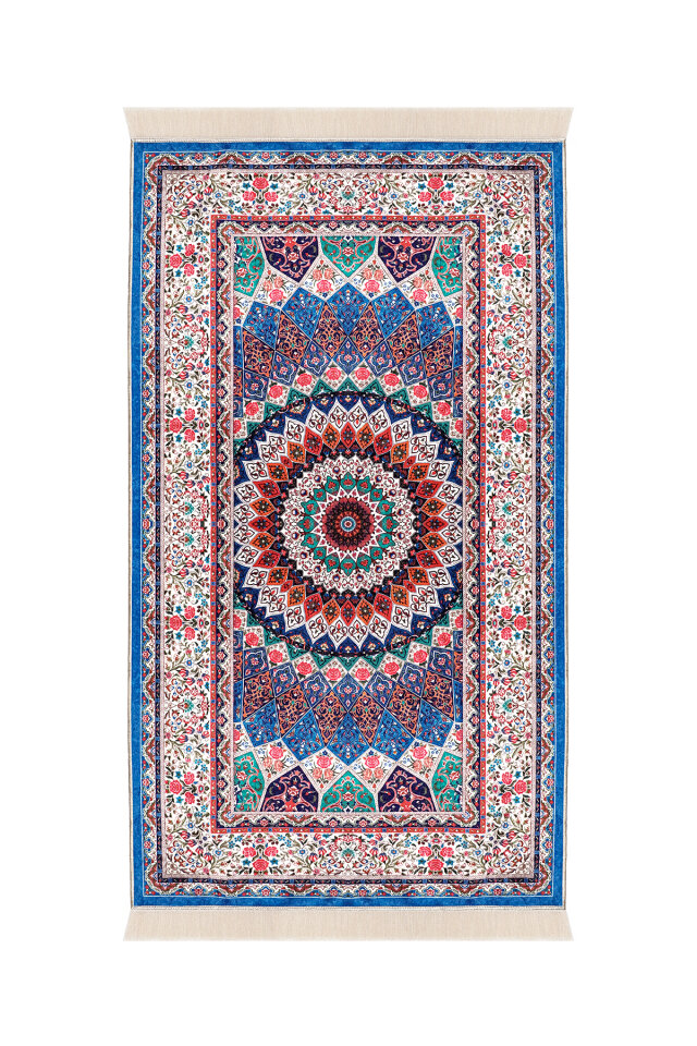 Mavi Kadife Halı Seccade - 1