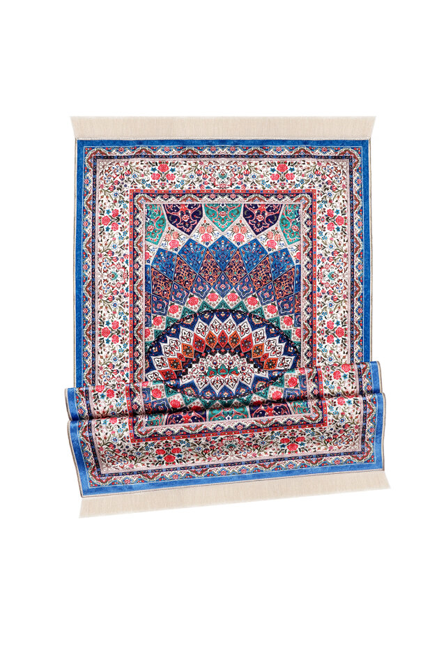 Mavi Kadife Halı Seccade - 4