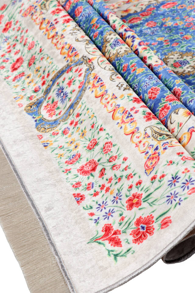 Mavi Kadife Halı Seccade - 3