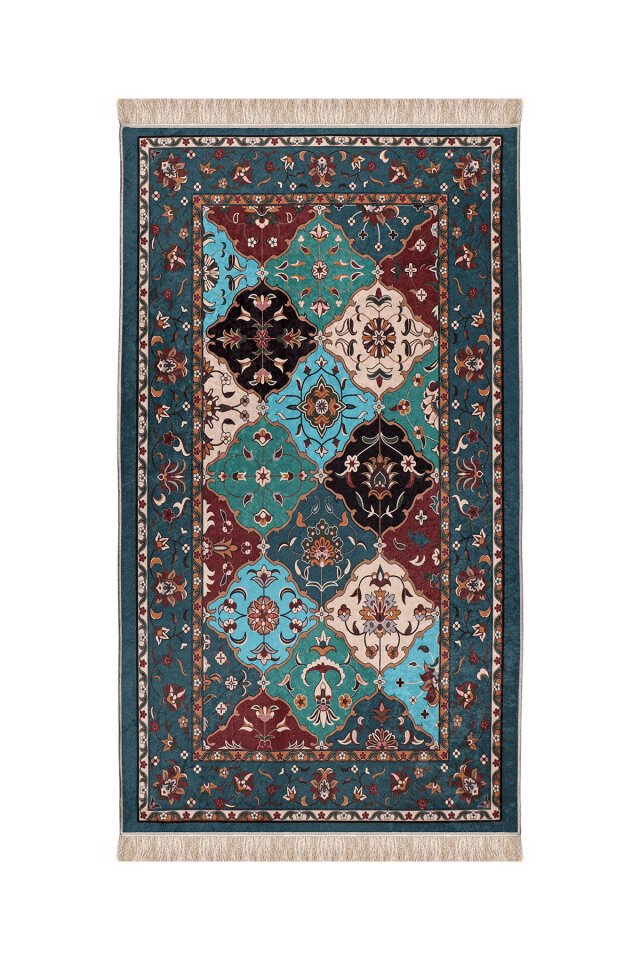 Petrol Yeşil Kadife Halı Seccade 