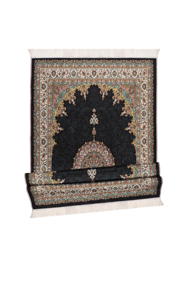 Siyah Kadife Halı Seccade - 4