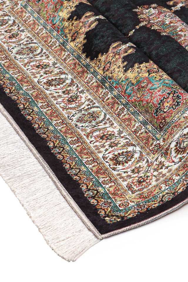 Siyah Kadife Halı Seccade - 3