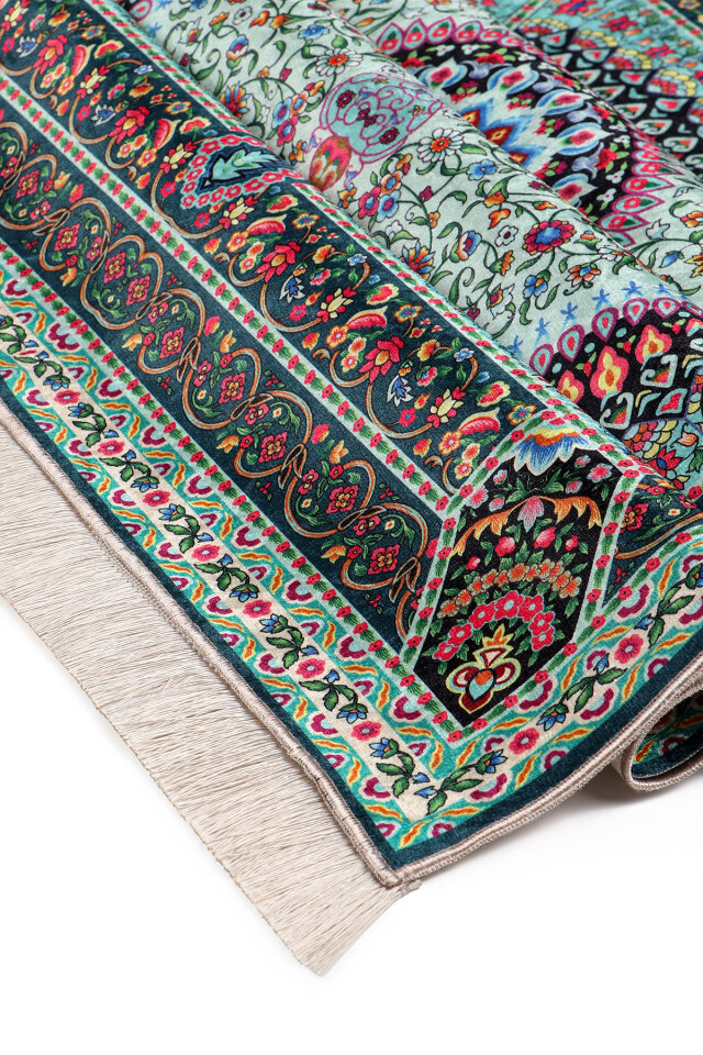 Su Yeşil Kadife Halı Seccade - 3