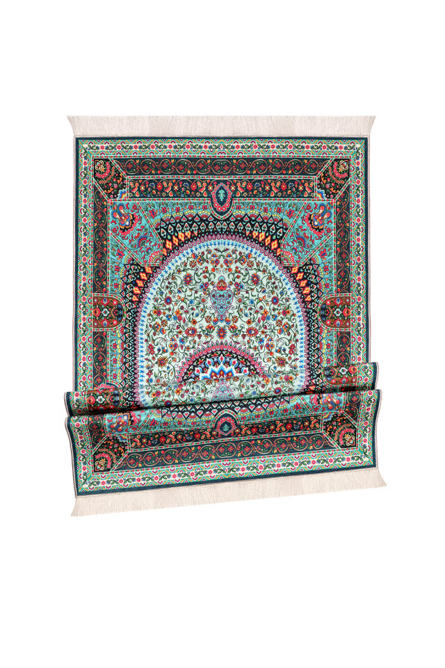 Su Yeşil Kadife Halı Seccade - 4