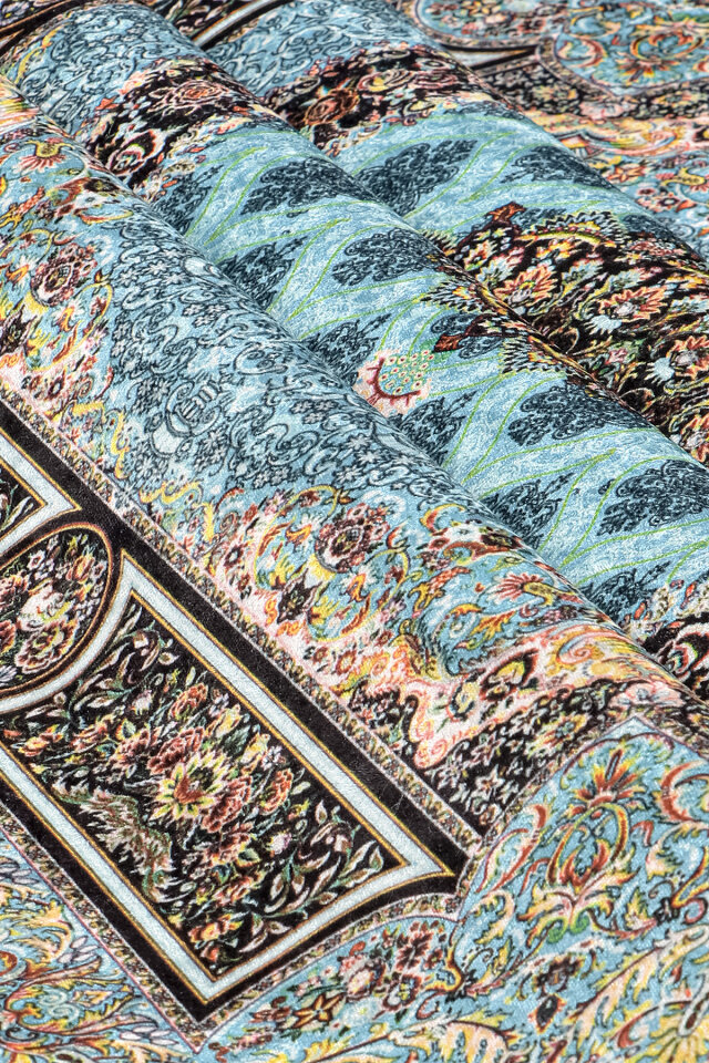 Turkuaz Kadife Halı Seccade - 2