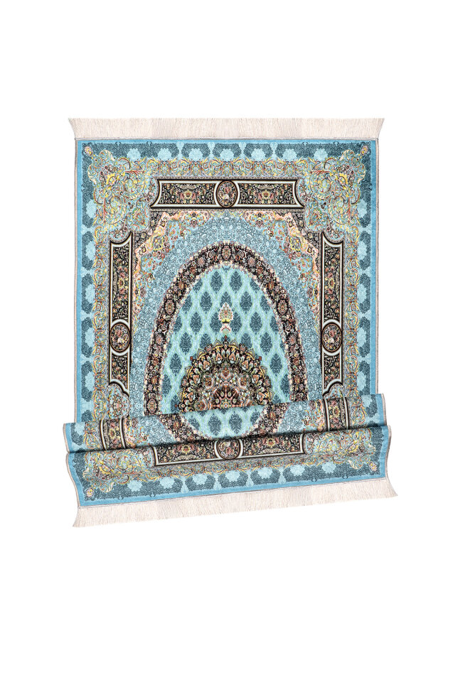 Turkuaz Kadife Halı Seccade - 4