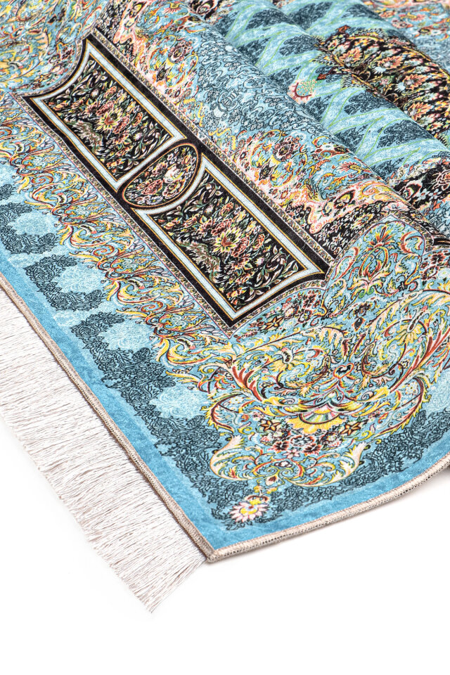 Turkuaz Kadife Halı Seccade - 3