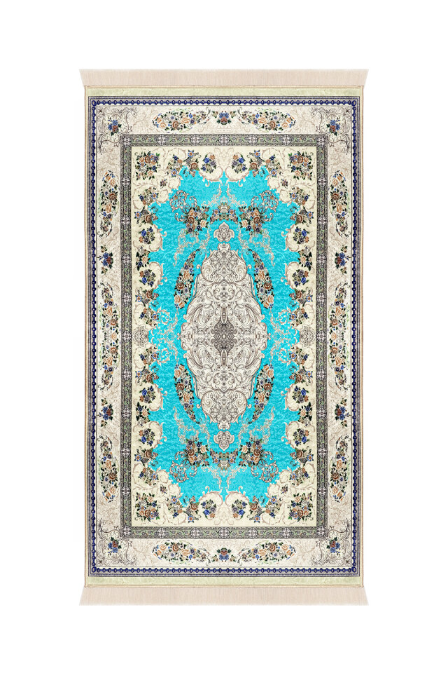 Turkuaz Kadife Halı Seccade - Bursa İpek