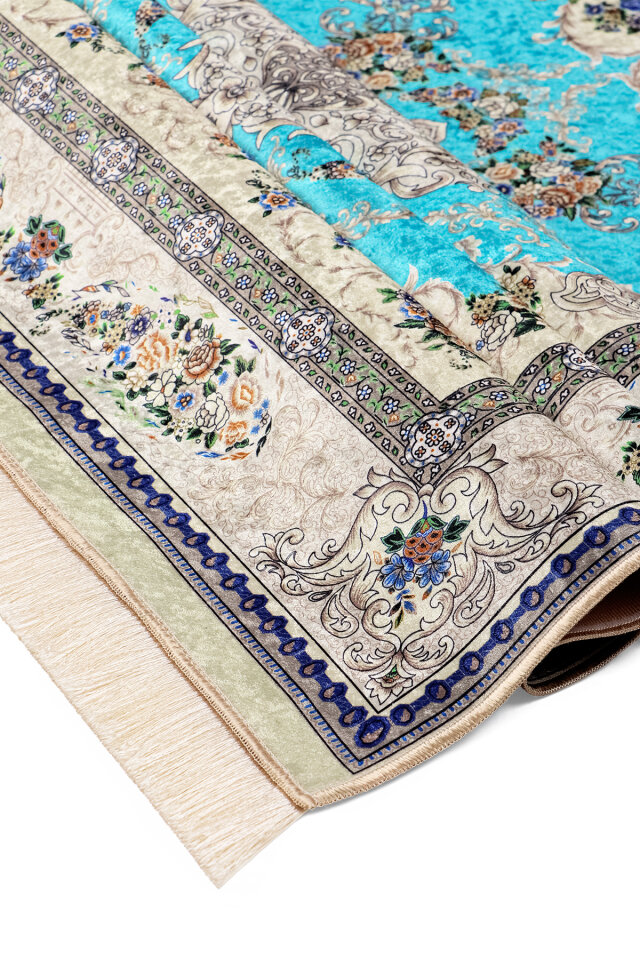 Turkuaz Kadife Halı Seccade - 3