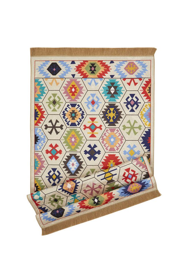 Bej Kadife Halı Seccade - 4