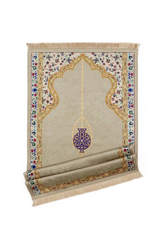 Bej Kadife Halı Seccade - 4