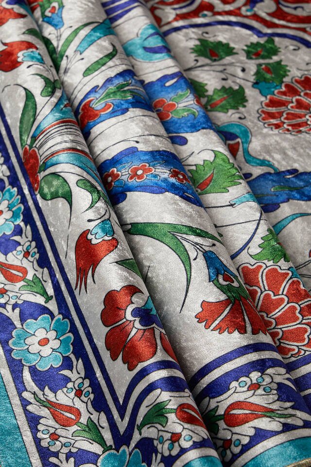 Turkuaz Kadife Halı Seccade - 2