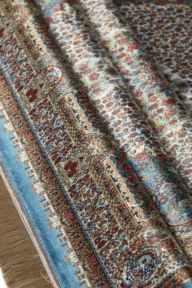 Petrol Yeşil Kadife Halı Seccade - 2